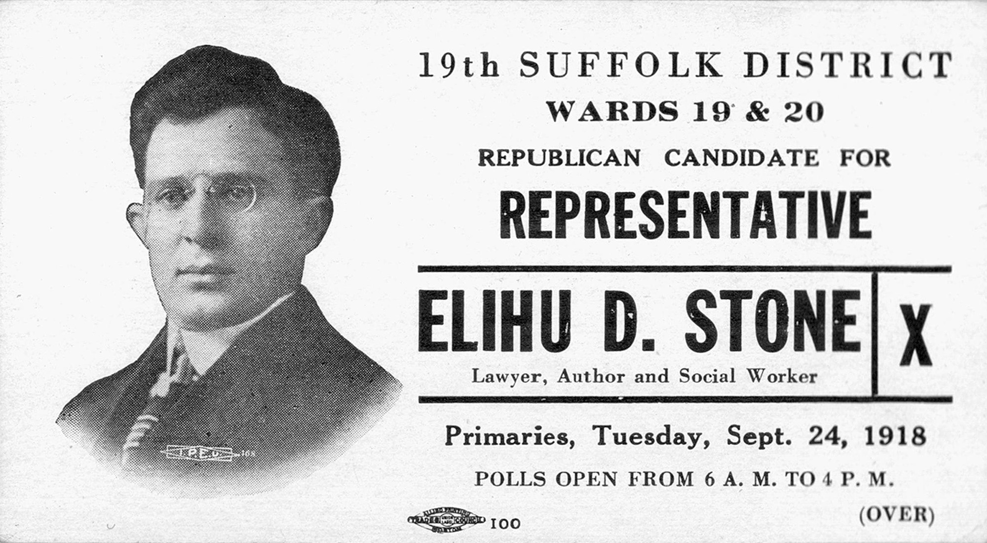 Elihu Stone Candidacy 1918