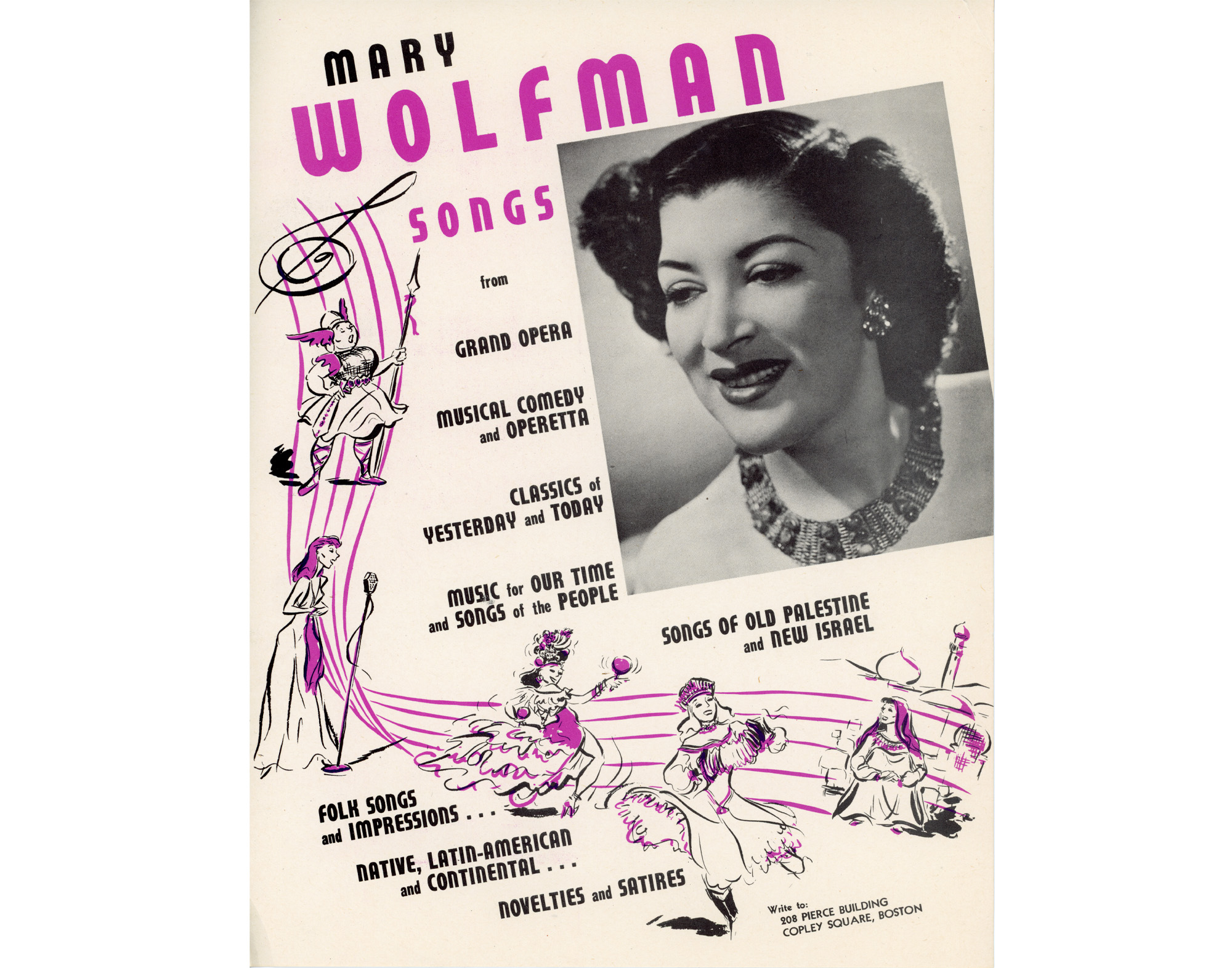 Promotional flyer for Mary Wolfman Epstein, circa 1950s.