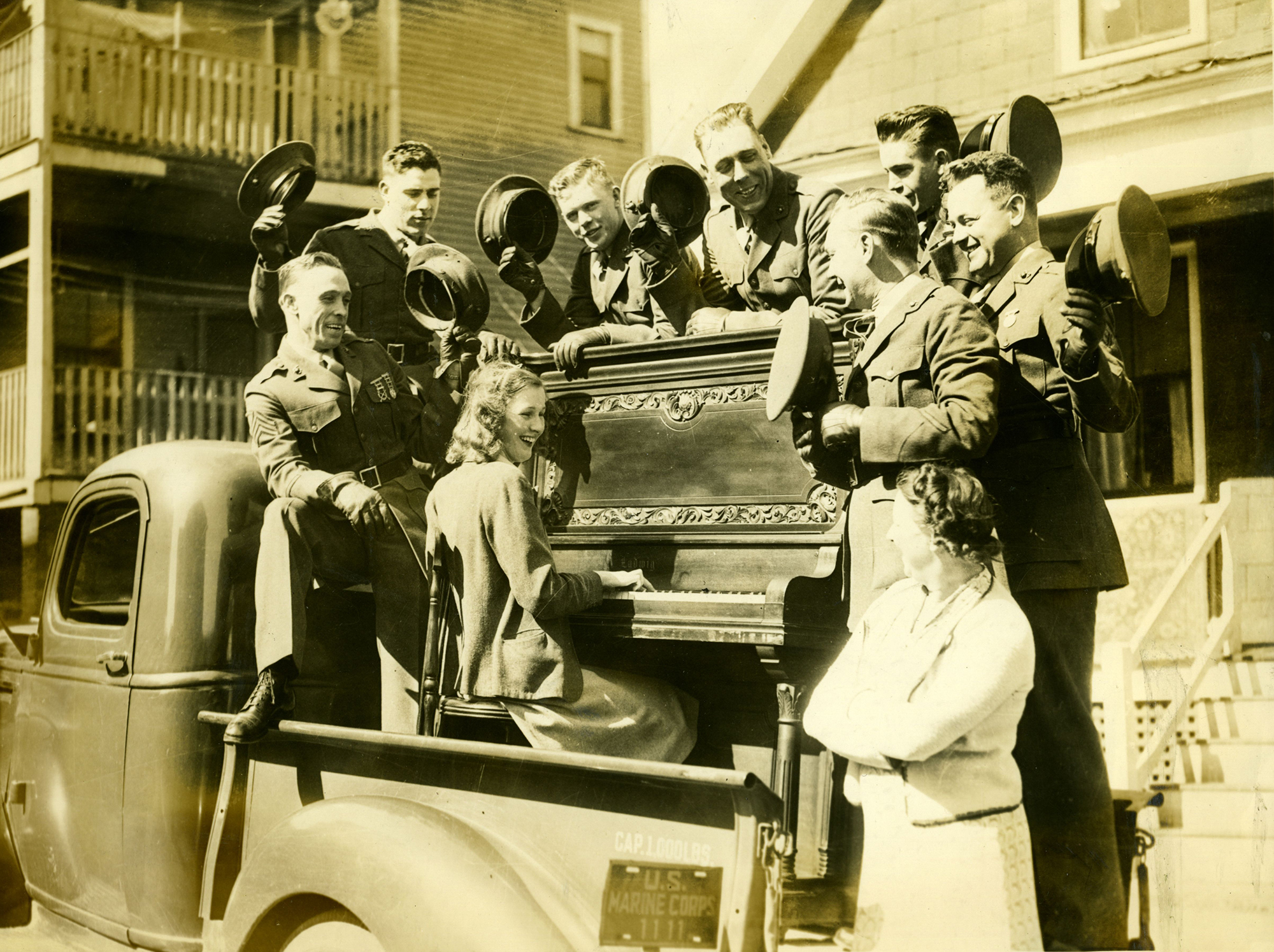 Elsie Hansen of Dorchester playing the piano 