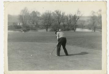 Man playing golf, circa 1930s, Boston YMHA-Hecht House Records in the JHC archive.
