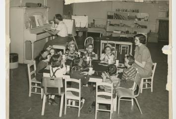 Children learning, circa 1957-1960, Jewish Community Center of the North Shore (Mass.) Records in the JHC archive.