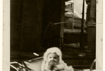 Elaine Kellem Baskin outside grandparents home in Hoburn Park, Roxbury, March 4 1936. Image Courtesy of Elaine Baskin.