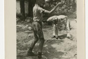 Children playing horseshoes at Hecht Pioneer Camp, 1939, Boston YMHA-Hecht House Records in the JHC archive.