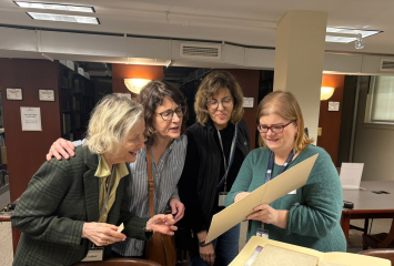 group looking at records