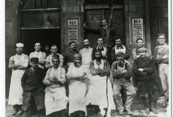 Workers outside the Boston Matzo Baking Co, circa 1900. 