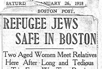 Boston Post newspaper article on Russian Jewish refugees, 1918. 