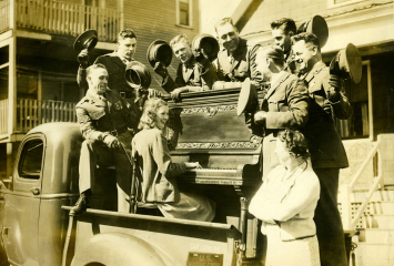 Elsie Hansen of Dorchester playing the piano 