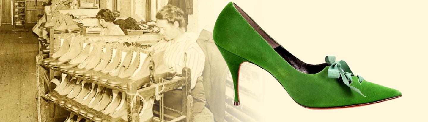 The Wyner Family Jewish Heritage Center Benefit Dinner Honoring Stuart Weitzman vintage photo of woman working at a shoe factory