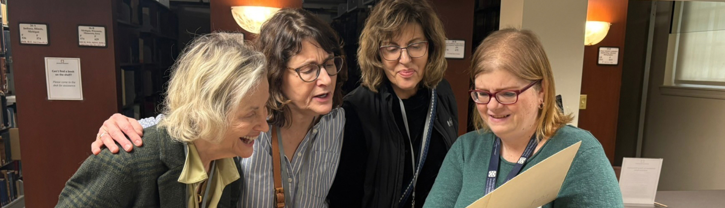 group looking at records