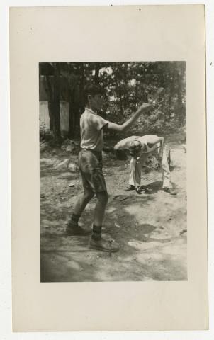 Children playing horseshoes at Hecht Pioneer Camp, 1939, Boston YMHA-Hecht House Records in the JHC archive.