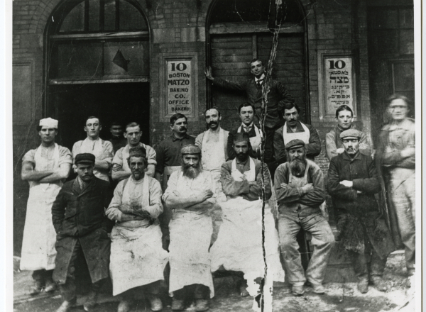 Workers outside the Boston Matzo Baking Co, circa 1900. 