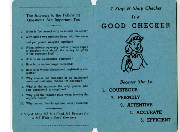 Stop and Shop Checker Card 1950s