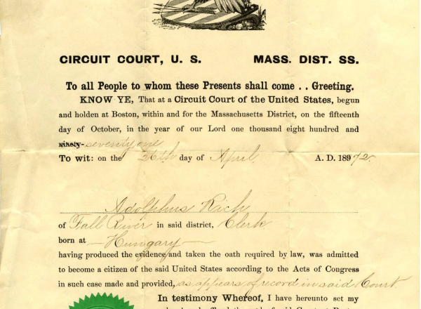 Certificate of Citizenship of Adolphus Strassman