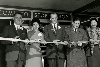 Vintage photo of ribbon cutting ceremony at early Stop & Shop grocery store