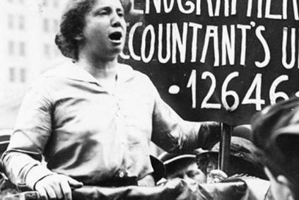 Jewish Women Labor Vintage photo of activist giving a speech outdoors at a podium