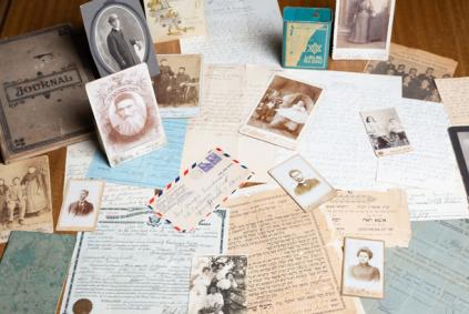 Array of photos and documents
